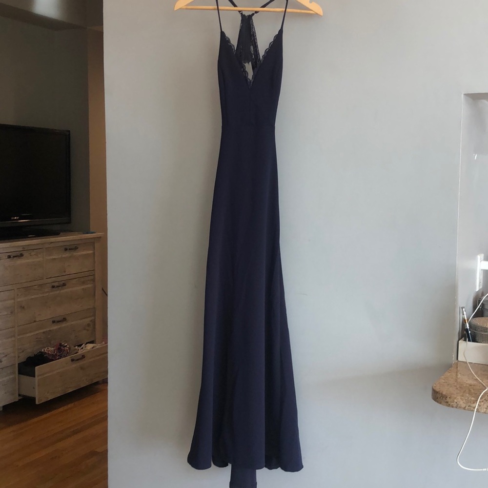 Navy dress, with a touch of lace. Perfect evening!